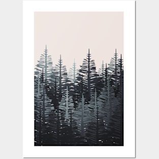 Pine Forest - Black & Grey Posters and Art